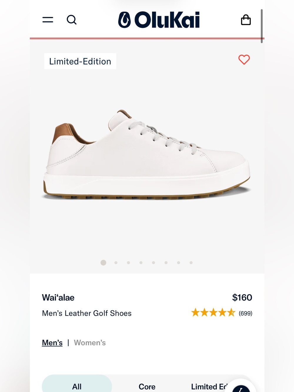 OluKai Waiʻalae Leather Sneakers in White / tan LIMITED EDITION golf shoes